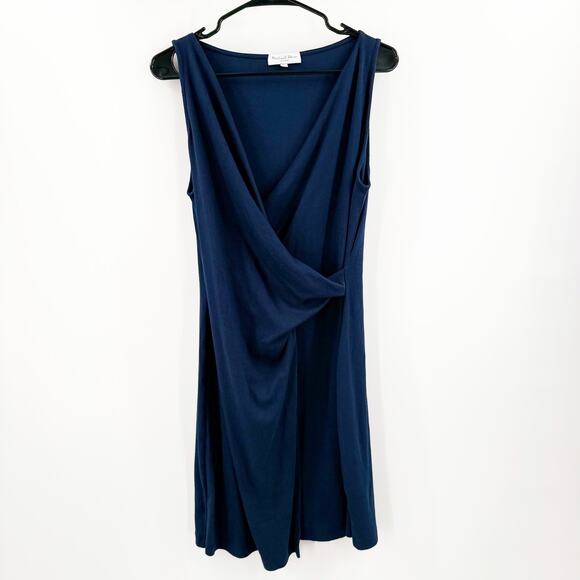 MICHAEL STARS Abby Dress Size Large NEW Faux Wrap NWOT Navy Ultra Rib Classic - Picture 11 of 11